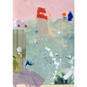 Abstract artwork by Valentina Gonzalez created with mixed techniques including collage, acrylic and drawing. Perfect art for your gallery wall or library. This artwork presents pastel tones for a relaxed and playful atmosphere. It is influeced by architecture and minimalism.