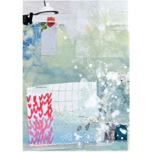 Abstract artwork by Valentina Gonzalez created with mixed techniques including collage, acrylic and drawing. Perfect art for your gallery wall or library. This artwork presents pastel tones for a relaxed and playful atmosphere. It is influeced by architecture and minimalism.